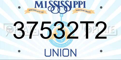 37532T2 Mississippi License Plate