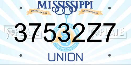 37532Z7 Mississippi License Plate
