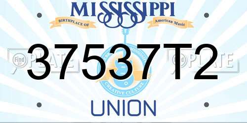 37537T2 Mississippi License Plate