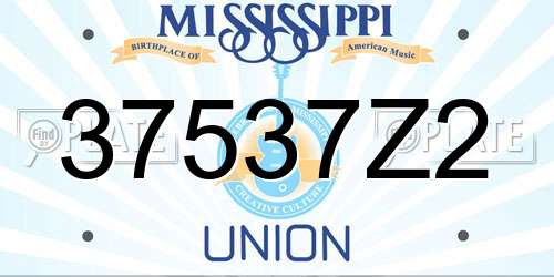 37537Z2 Mississippi License Plate