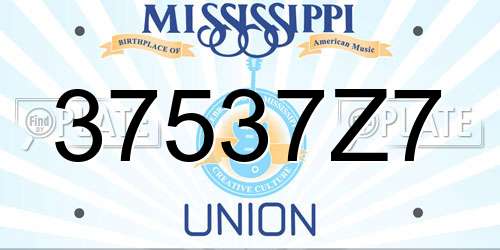 37537Z7 Mississippi License Plate