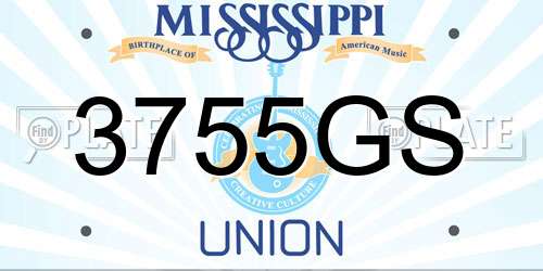 3755GS Mississippi License Plate