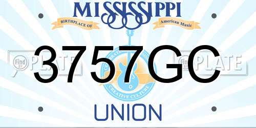 3757GC Mississippi License Plate