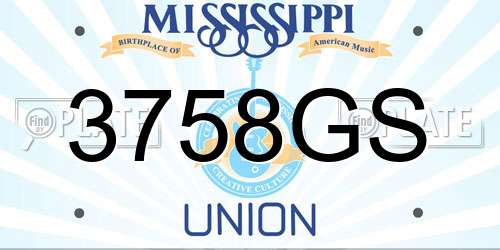 3758GS Mississippi License Plate