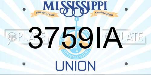 3759IA Mississippi License Plate