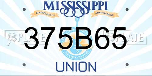 375B65 Mississippi License Plate