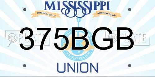 375BGB Mississippi License Plate