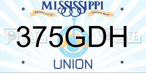 375GDH Mississippi License Plate