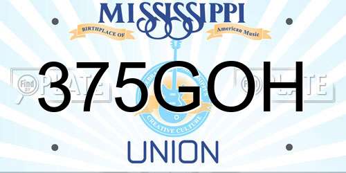 375GOH Mississippi License Plate