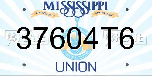 37604T6 Mississippi License Plate