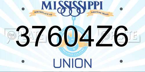 37604Z6 Mississippi License Plate