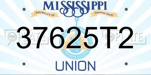 37625T2 Mississippi License Plate