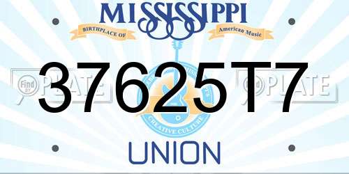 37625T7 Mississippi License Plate
