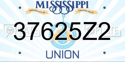 37625Z2 Mississippi License Plate
