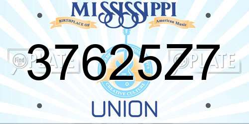 37625Z7 Mississippi License Plate