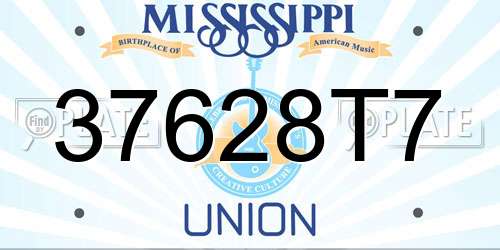37628T7 Mississippi License Plate
