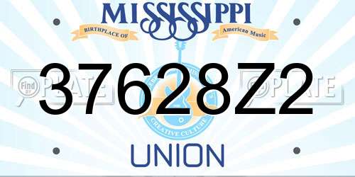 37628Z2 Mississippi License Plate