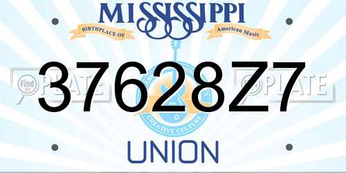 37628Z7 Mississippi License Plate