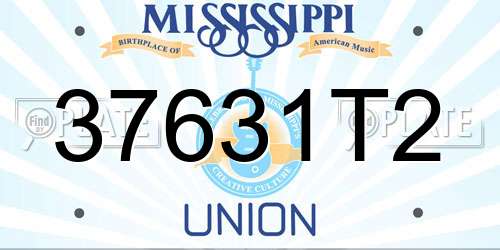37631T2 Mississippi License Plate