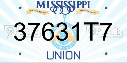 37631T7 Mississippi License Plate