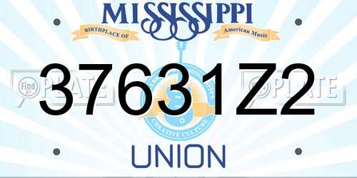 37631Z2 Mississippi License Plate
