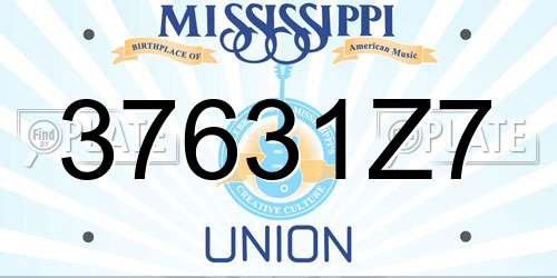 37631Z7 Mississippi License Plate