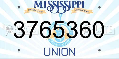 3765360 Mississippi License Plate