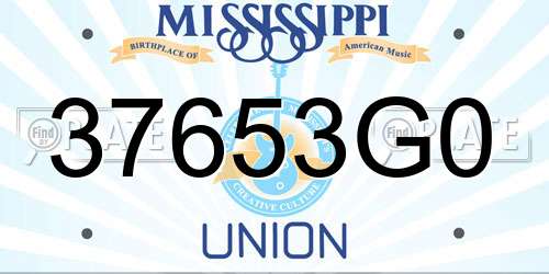 37653G0 Mississippi License Plate