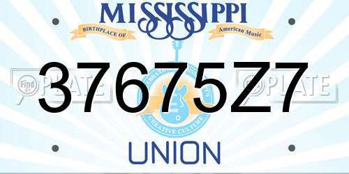 37675Z7 Mississippi License Plate