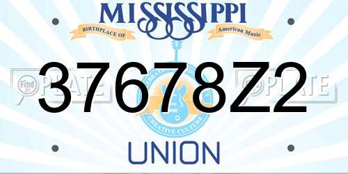 37678Z2 Mississippi License Plate