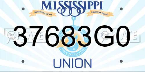 37683G0 Mississippi License Plate