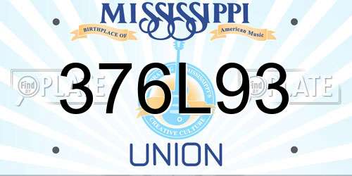 376L93 Mississippi License Plate