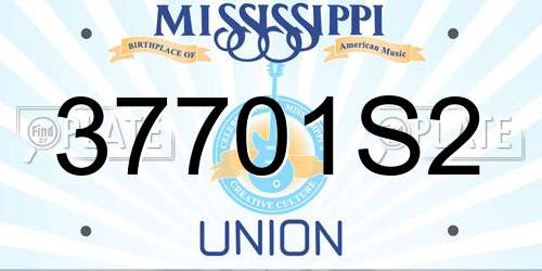 37701S2 Mississippi License Plate