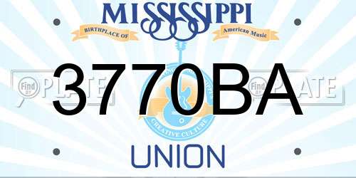 3770BA Mississippi License Plate