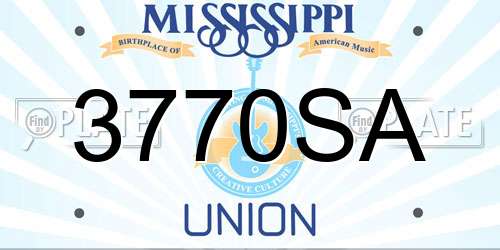 3770SA Mississippi License Plate