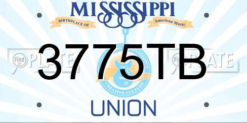3775TB Mississippi License Plate