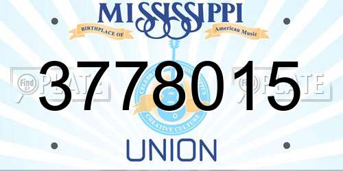 3778015 Mississippi License Plate