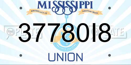 37780I8 Mississippi License Plate