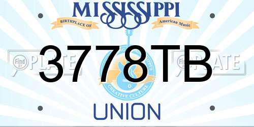3778TB Mississippi License Plate