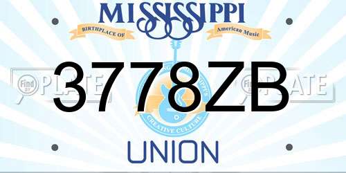 3778ZB Mississippi License Plate
