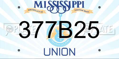 377B25 Mississippi License Plate