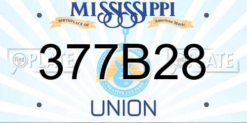 377B28 Mississippi License Plate