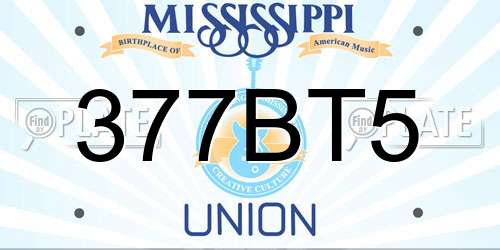 377BT5 Mississippi License Plate