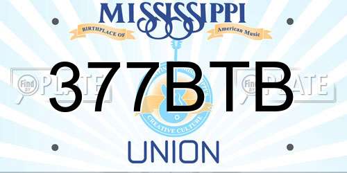 377BTB Mississippi License Plate