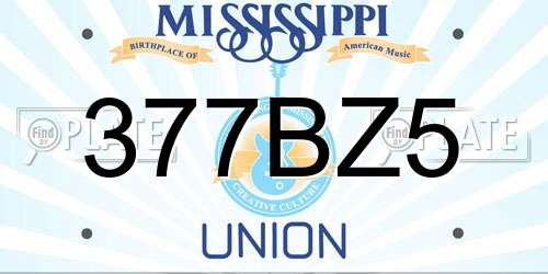 377BZ5 Mississippi License Plate