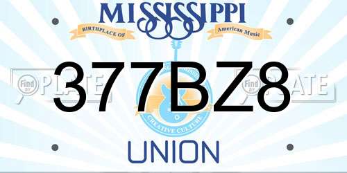 377BZ8 Mississippi License Plate