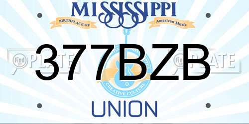 377BZB Mississippi License Plate