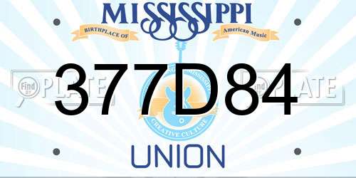 377D84 Mississippi License Plate