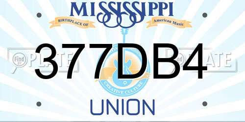 377DB4 Mississippi License Plate