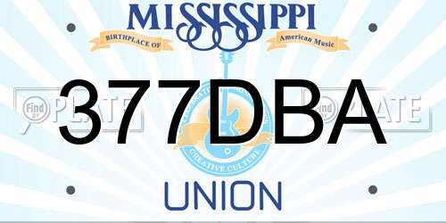 377DBA Mississippi License Plate